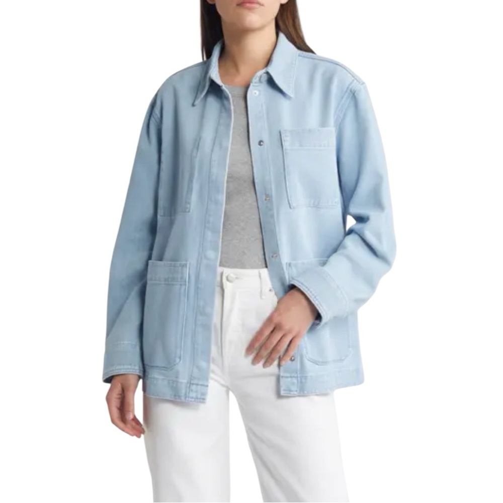 Treasure & Bond Tencel Denim Chore Jacket Light Blue Wash EUC XL